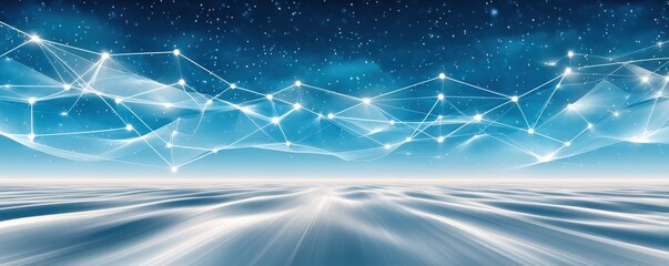 Abstract digital mesh of interconnected networks and glowing data points representing AI infrastructure