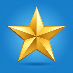 Obraz premium A large, shiny, golden star on a blue background