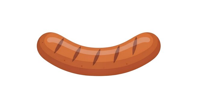 Grilled sausage isolated on a white background, a classic cooked meat product often enjoyed at barbecues and meals.