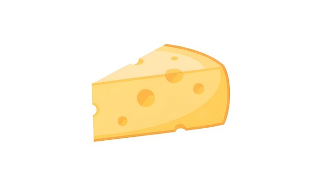 A vibrant yellow wedge of Swiss cheese with characteristic holes, isolated on a white background, perfect for culinary themes.