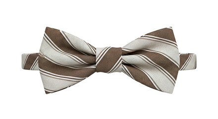 Brown and beige striped bow tie