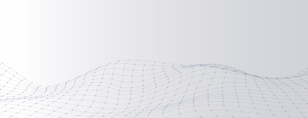 Minimalist white background with gradient, digital mesh wave pattern. The background is smooth and modern, with a white and gray color scheme. Abstract digital wave grid, gradient background vector © Rawpixel.com