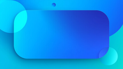 A clean and modern corporate banner template featuring a large central rounded rectangle for text, set against a vibrant blue and teal gradient background with abstract circular shapes.