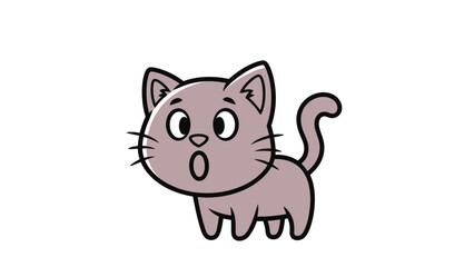 Obraz premium Cute cartoon cat with surprised expression.