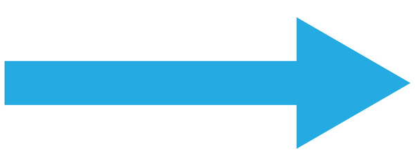 Obraz premium A straight long arrow icon, right large line, blue cursor, horizontal element, thick pointer vector long arrow icon. Illustration on white background. 