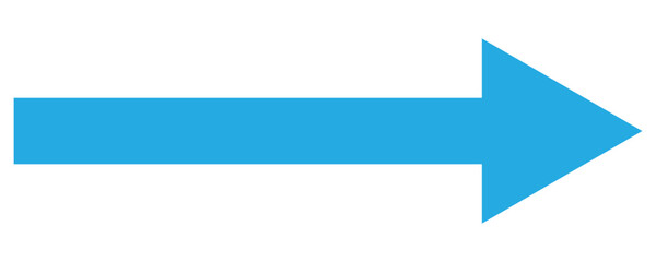 Obraz premium A straight long arrow icon, right large line, blue cursor, horizontal element, thick pointer vector long arrow icon. Illustration on white background. 