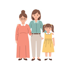 Obraz premium Women's Day family vector clipart with grandmother, mother, and daughter illustration