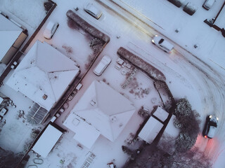 Dangerous snow covered back streets in a UK town