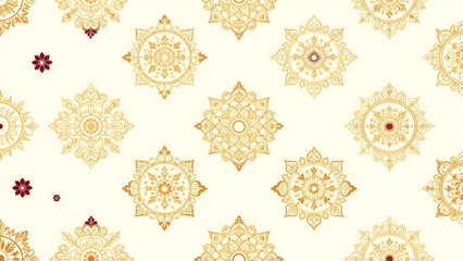 Seamless Ornamental Pattern with Golden Mandala Floral Shapes
Elegant Gold and White Ornamental Mandala Pattern
Golden Background Luxury Seamless Pattern Elegant Weave Ornament 