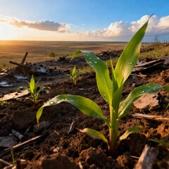 corn field in the morning