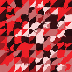 Creative abstract vector background featuring a distorted red and black checkerboard pattern with expressive brush strokes. This dynamic geometric design is perfect for modern web banners, social medi