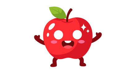 Cute Cartoon Red Apple Character with Arms and Legs.
