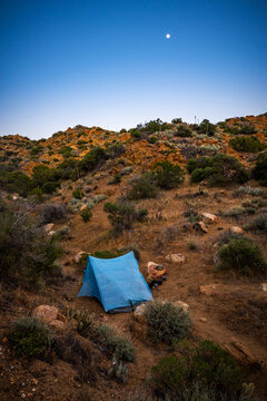 Solo Camping Under the Vast California Desert Sky at Twilight