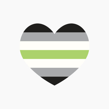 Aromantic flag heart icon, line art design vector