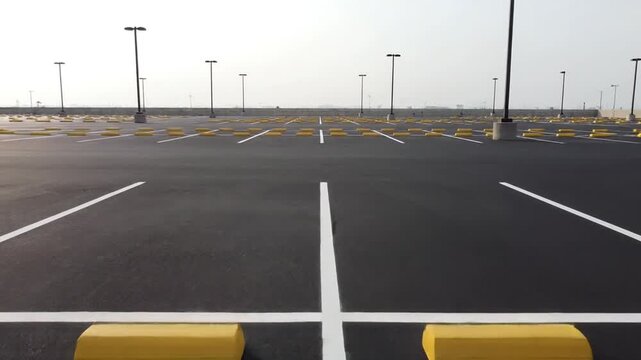 Empty Parking Lot Outdoor Scene.