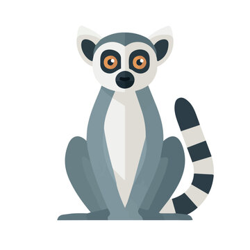 Lemur illustrated in a clean 2D flat vector style, minimal and modern, isolated on a white background.