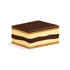 Minimal 2D vector illustration of Opera Cake in flat icon style on a plain white background.