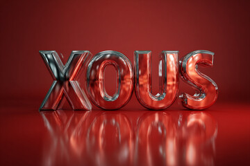Shiny XOUS text in red background with reflection