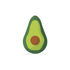 Avocado, 2D flat vector illustration, simple and modern style, isolated on a plain white background.