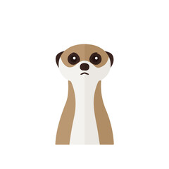 2D flat vector illustration of Meerkat, clean and minimal icon style, isolated on white background.