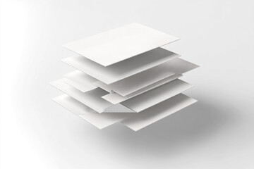 Stack of blank white papers with textured surfaces