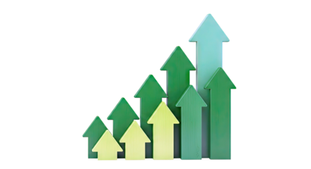 Green Arrows Showing Upward Growth