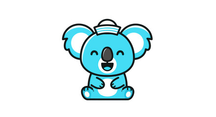 Fototapeta premium Cartoon koala wearing sailor hat