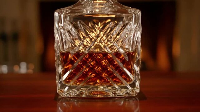 Crystal glass of gold cognac and aged brandy liquor isolated on white