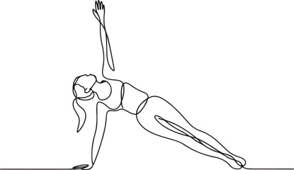 women pilates pose sport lifestyle one line art design.one line vector illustration with out background