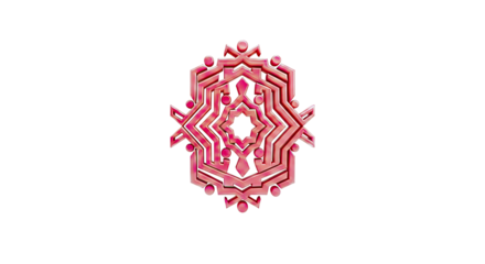 Red Geometric Star Symbol with Human Figures