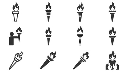 Naklejka premium Black and white of torches with flames fire