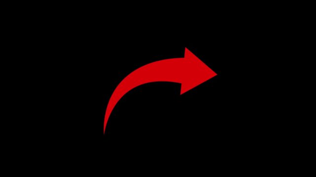 Right turning directional road arrow. Turn arrow icon vector in trendy flat style. share arrow icon animation.red color share arrow symbol. 4k