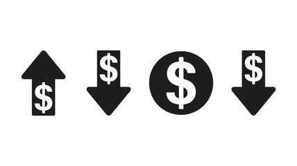 Up and Down Dollar Signs: Icons Representing Financial Trends and Value