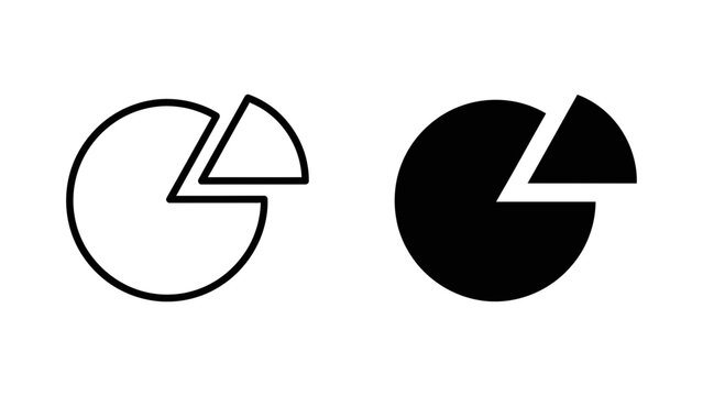 A minimalist vector graphic illustration of two pie chart symbols in black and white