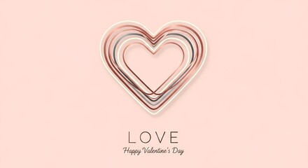 Stylized concentric heart outlines with love and happy valentines day text