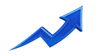 Blue arrow pointing up isolated PNG on transparent background, growth and success concept for business and finance presentations