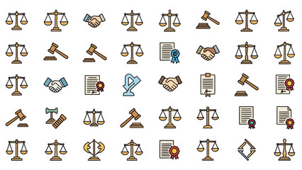 Collection of Law and Justice Symbols Icons.