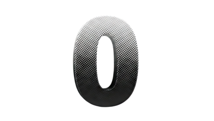 3D Number 0 with Halftone Dot Gradient Effect
