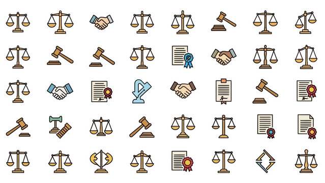 Collection of Law and Justice Symbols Icons.