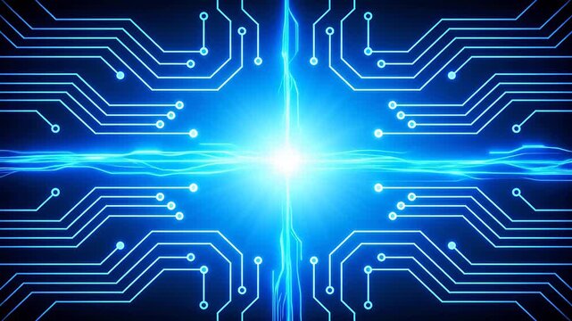 Blue glowing circuit board design