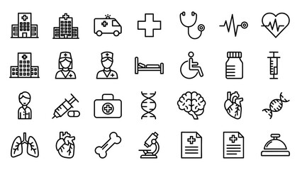 Collection of Medical Icons and Symbols.