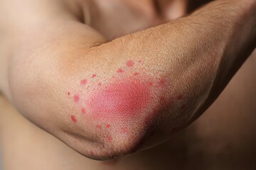 Dry, Cracked Elbow Skin - Close-up of Dermatitis and Irritation