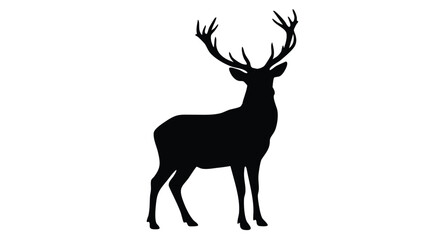 A majestic deer silhouette stands proudly on a transparent background © sawera
