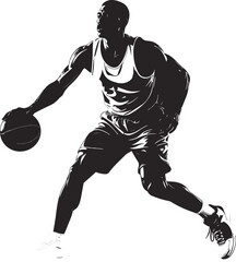 Black and White Basketball Player Silhouette