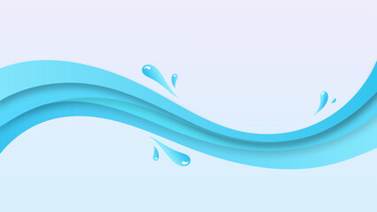 Aqua Breeze: Capturing the fluidity of water with a minimalist graphic design, the image presents undulating blue waves, accented by playful water droplets.