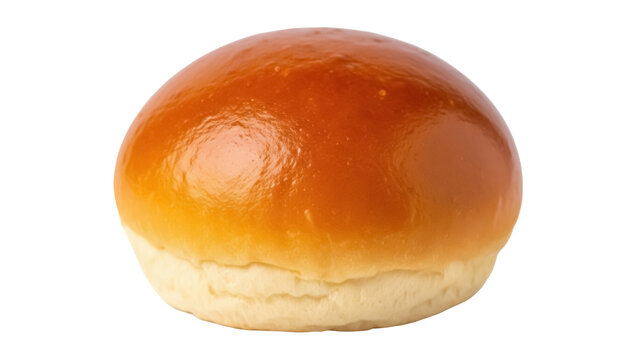 Golden brown brioche bun isolated PNG, soft and fluffy bread roll for burgers and sandwiches on transparent background