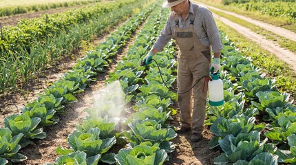 sprayer spray cabbage vegetable plant
