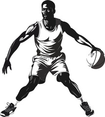 Black and White Basketball Player Silhouette
