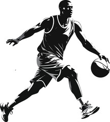 Black and White Basketball Player Silhouette
