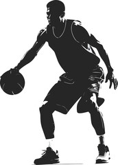 Black and White Basketball Player Silhouette